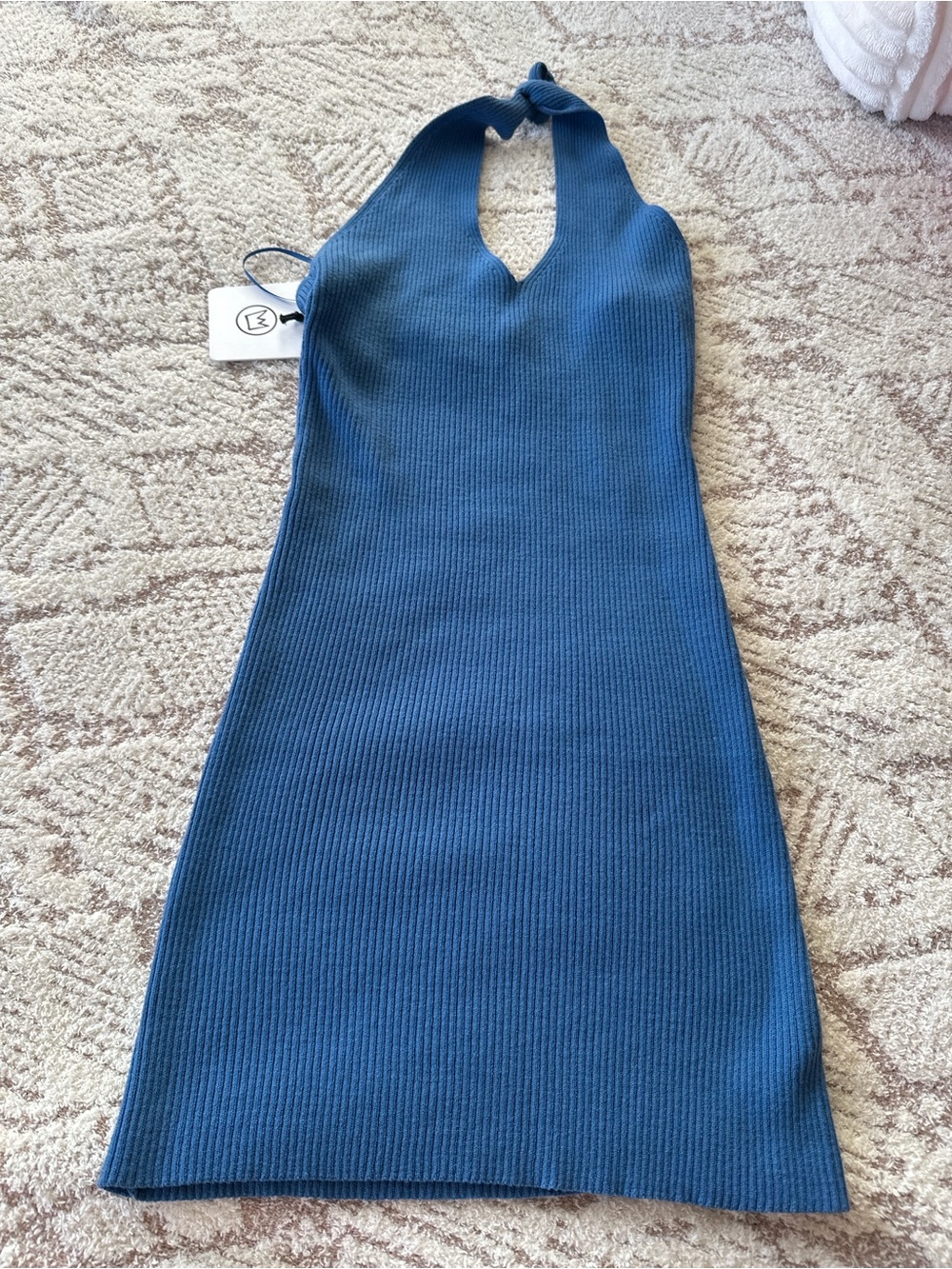 Cotton Candy LA Blue Ribbed Halter Mini Dress | Bodycon Knit NWT Size S